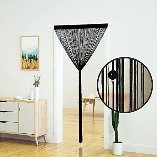 YaoYue Beaded Door String Curtain for Doorway 39"W x 110"L Black | Eco-Friendly Polyester, Room Divider & Door Privacy thumbnail 2