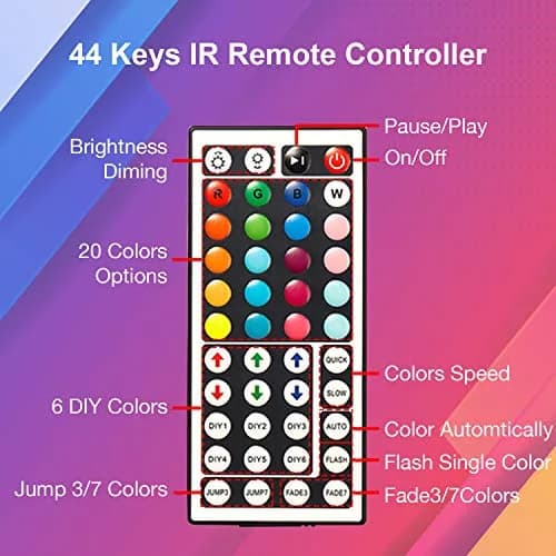 DAYBETTER 32.8 ft LED Strip Lights Color Changing | Remote & Power Supply Kit for Indoor Use thumbnail 5