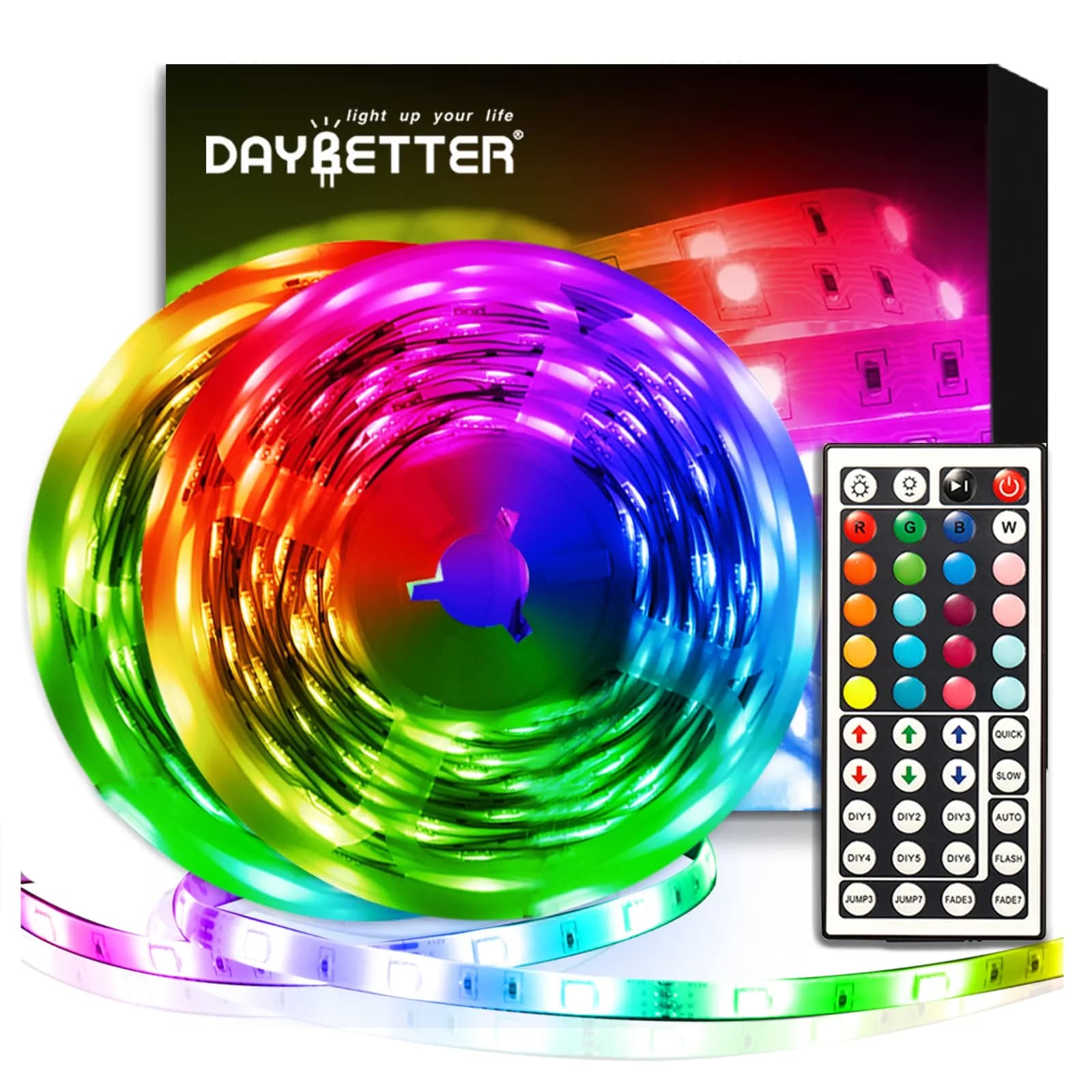 DAYBETTER 32.8 ft LED Strip Lights Color Changing | Remote & Power Supply Kit for Indoor Use