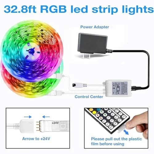DAYBETTER 32.8 ft LED Strip Lights Color Changing | Remote & Power Supply Kit for Indoor Use thumbnail 3