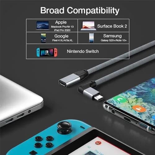 UseBean Right Angle USB C Extension Cable 1m (3.3FT) | 10Gbps Data & 4K Video thumbnail 7