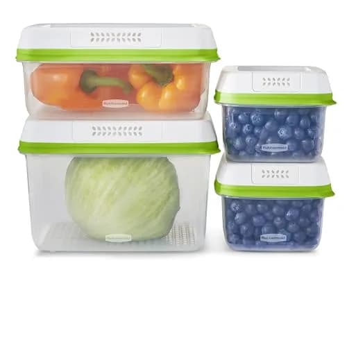 Rubbermaid FreshWorks Produce Saver Food Storage Containers, 8-Piece Set, 41.2 Cup Total Capacity | Keeps Produce Fresher Longer thumbnail 1