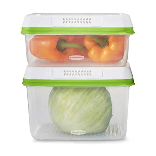 Rubbermaid FreshWorks Produce Saver Food Storage Containers, 4-Piece Set, 2.67L (11.3 Cup) & 5.35L (18.1 Cup) | Keeps Produce Fresher Longer with FreshVent Technology thumbnail 1
