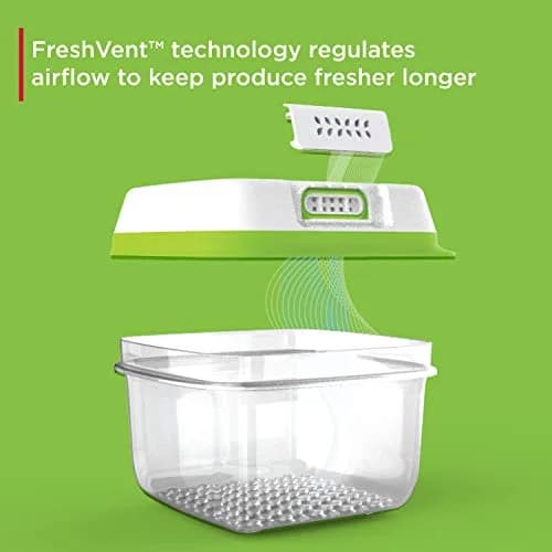 Rubbermaid FreshWorks Produce Saver Food Storage Containers, 4-Piece Set, 2.67L (11.3 Cup) & 5.35L (18.1 Cup) | Keeps Produce Fresher Longer with FreshVent Technology thumbnail 2