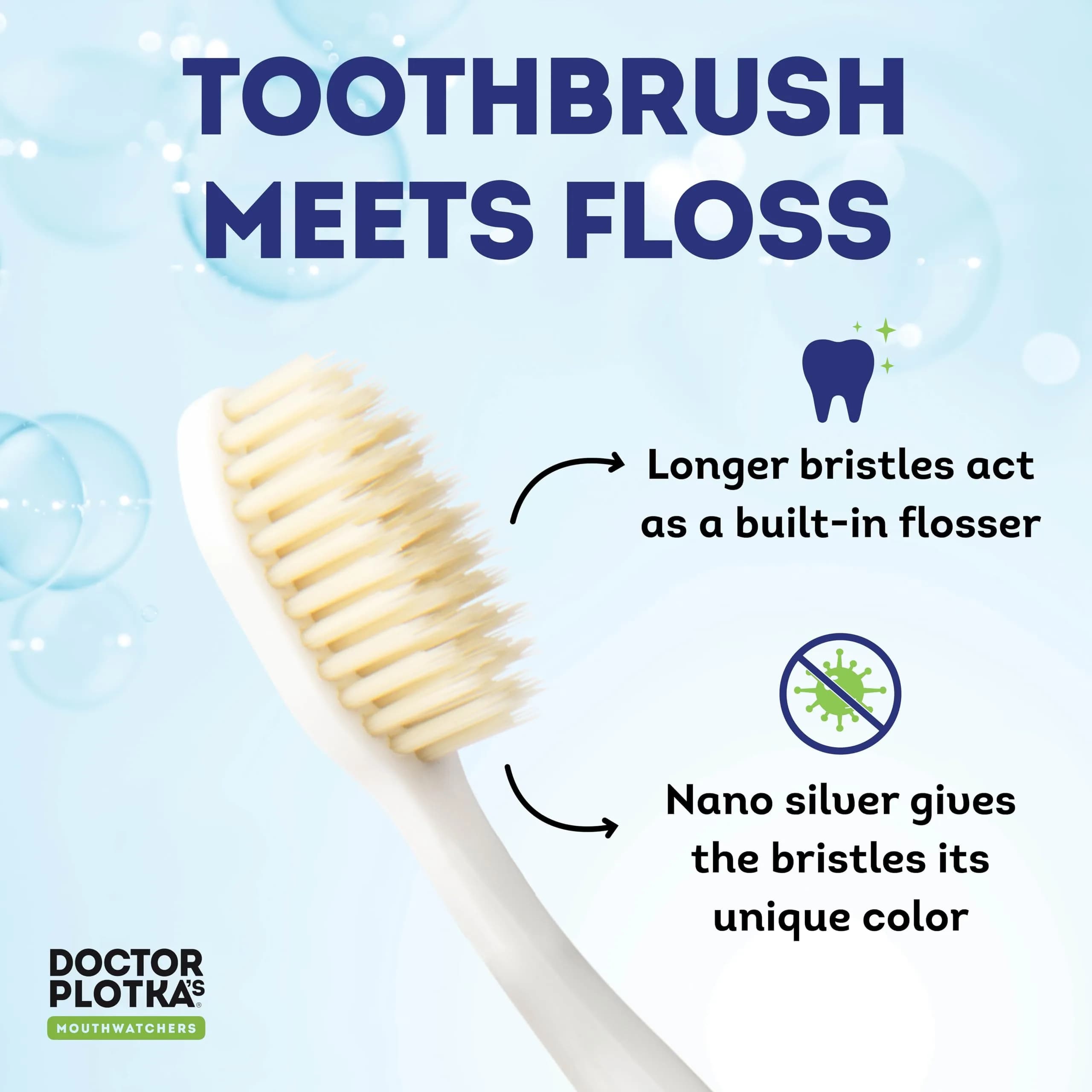 MOUTHWATCHERS Soft Flossing Manual Toothbrush Family Pack, 4 Count | Dentist-Designed for Deep Clean - view 2