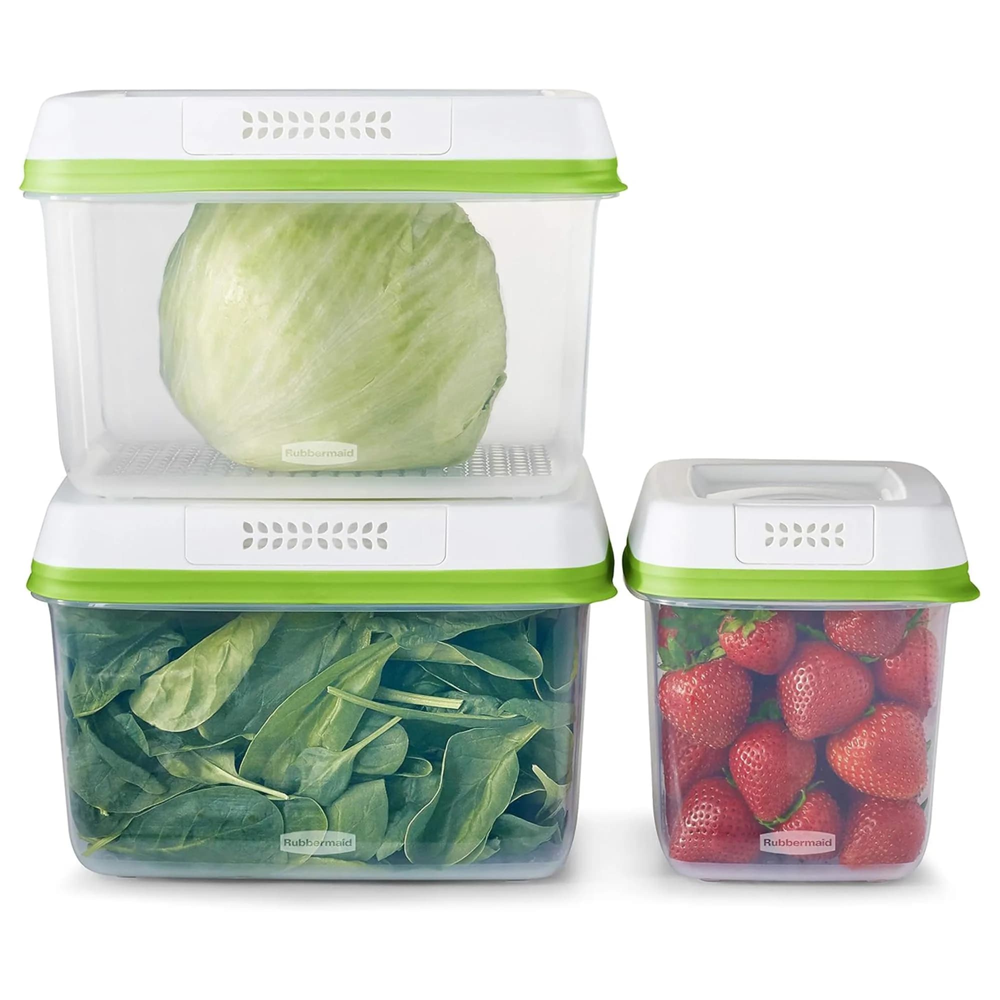 Rubbermaid FreshWorks Produce Containers, Medium/Large, 6-Piece Set | Keeps Produce Fresher Longer
