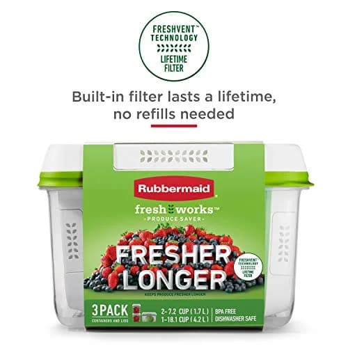 Rubbermaid FreshWorks Produce Saver 2 Pack | Keeps Fruits & Veggies Fresher Longer thumbnail 4