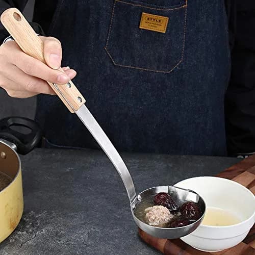 TIYOORTA Soup Ladle Oil Separator 12 in | Stainless Steel Kitchen Colander thumbnail 2