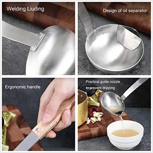 TIYOORTA Soup Ladle Oil Separator 12 in | Stainless Steel Kitchen Colander thumbnail 3