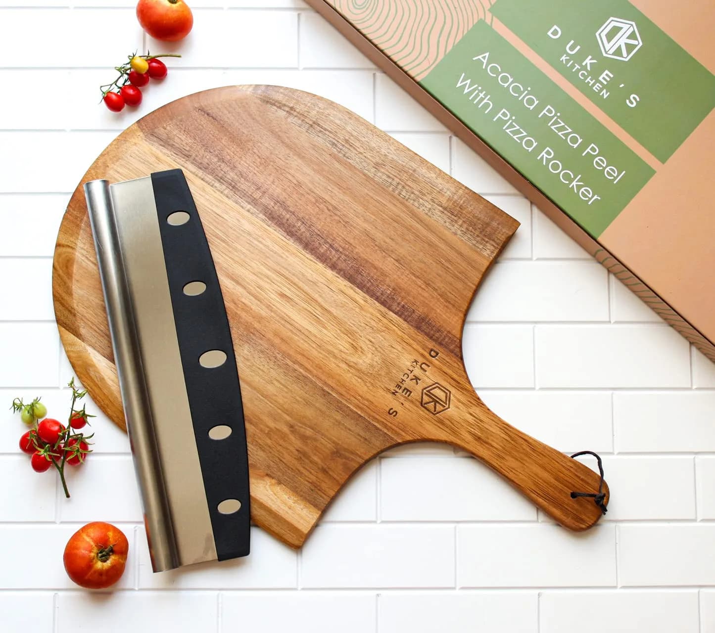 dylan n duke Premium Acacia Pizza Peel (Extra Large) 14" W x16" L | Gourmet Wooden Paddle for Pizza — Brown