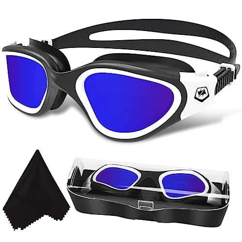 WIN.MAX Polarized Anti-Fog Swimming Goggles with UV Protection & Case | Blue/Black thumbnail 1