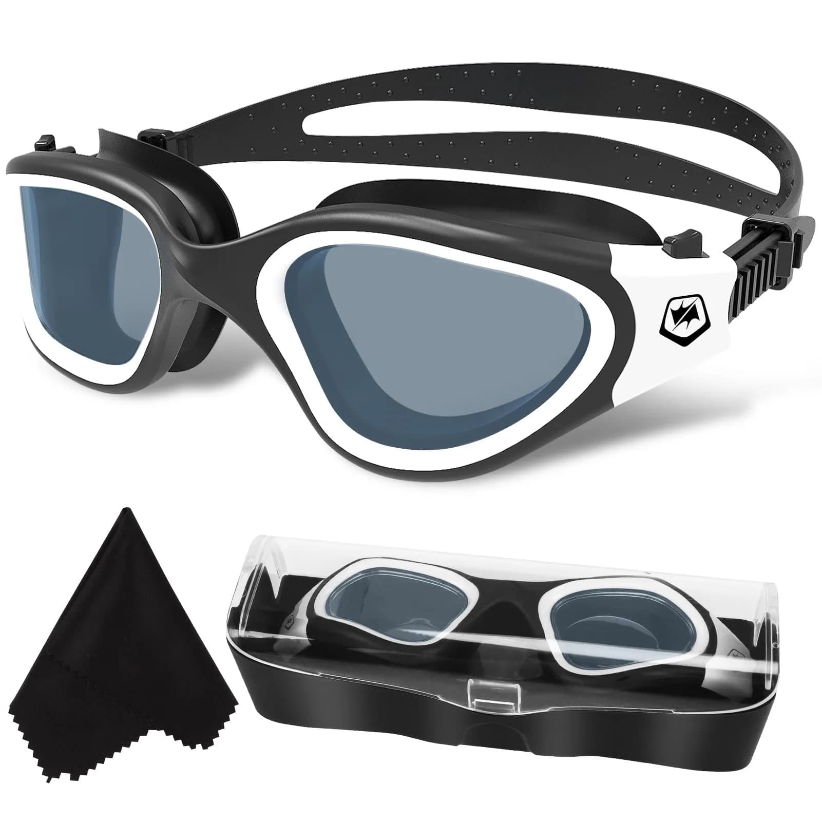 WIN.MAX Polarized Swimming Goggles with Anti-Fog & UV Protection | 156 g (5.5 oz) Pack of 1 — Black-white-polarize-dark