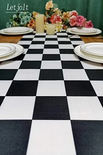 Letjolt Black Checkerboard Table Runner Racing Theme 12x108 Inches | Classic Checkered Design for Parties & Events thumbnail 6