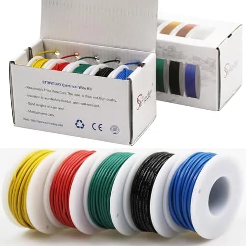 striveday FEP Teflon High Temperature Wire 28AWG (0.32mm) — 300V, 200°C Rated, 5 Colors, 10m Each | Internal Electronic Connections thumbnail 1