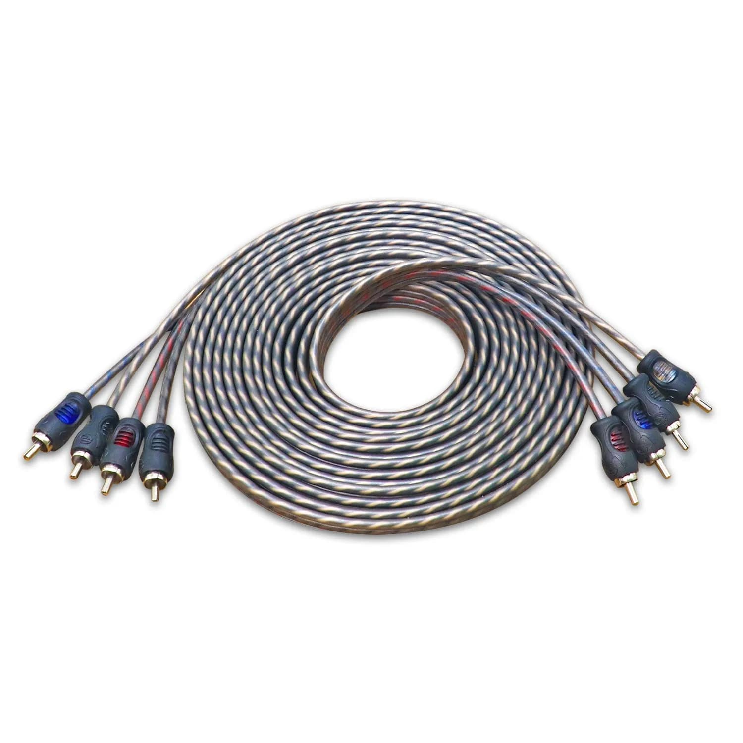 RECOIL Echo Series 17ft (5.18m) 4 Channel RCA Audio Cable | Twisted Pair Noise Reduction — 17ft 4-Channel RCA
