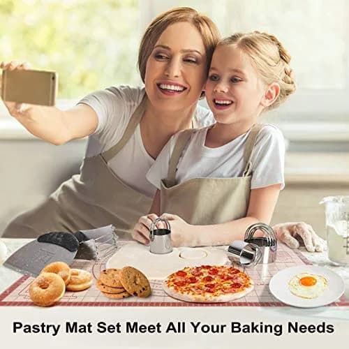 Angadona Complete Pastry Tool Set with Silicone Baking Mat, Biscuit Cutters, Dough Blender & Scraper | 8-Piece Set thumbnail 4