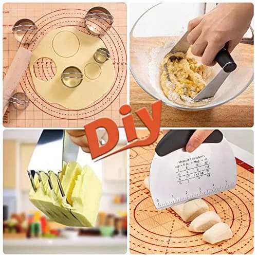 Angadona Complete Pastry Tool Set with Silicone Baking Mat, Biscuit Cutters, Dough Blender & Scraper | 8-Piece Set thumbnail 3