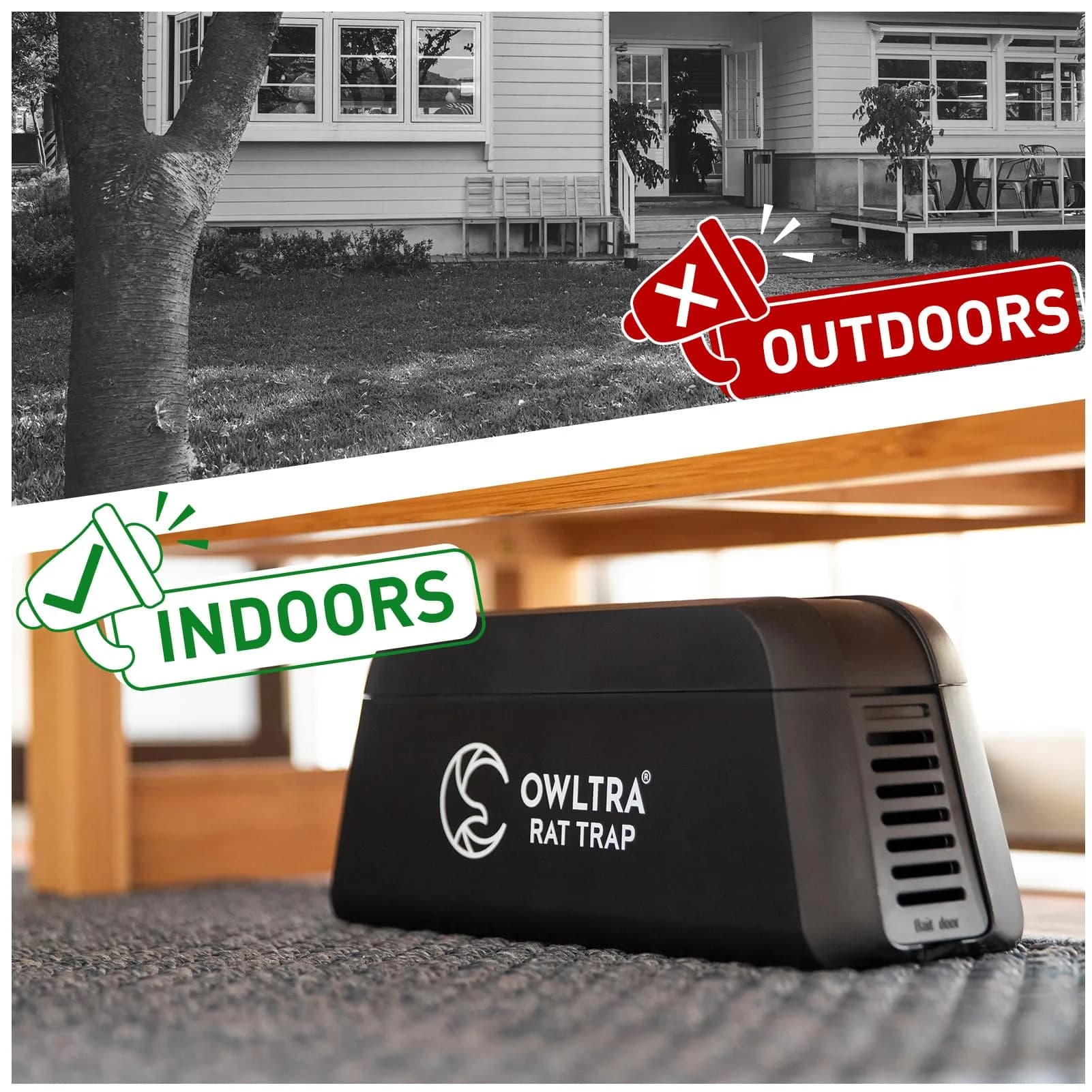 OWLTRA OW-1 Electric Rat Trap with Pet-Safe Trigger | 10.39 cm (4.09 in) x 12.80 cm (5.04 in) x 27.79 cm (10.94 in) - view 6