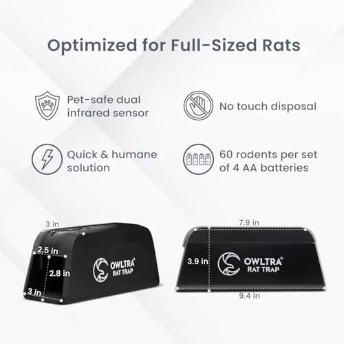 OWLTRA OW-1 Electric Rat Trap with Pet-Safe Trigger | 10.39 cm (4.09 in) x 12.80 cm (5.04 in) x 27.79 cm (10.94 in) thumbnail 2