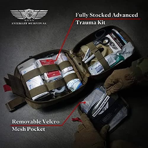 EVERLIT Advanced Emergency Trauma Kit, 92 Piece Set | Military-Grade First Aid for Outdoors & Disasters thumbnail 5