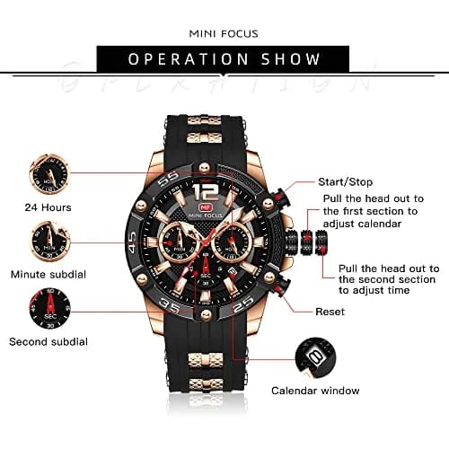 MF MINI FOCUS Men Watches Chronograph Waterproof Luminous Calendar 47mm | Casual Sport Watch for Men thumbnail 5