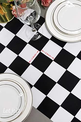 Letjolt Black White Checkered Table Runner 12 x 72 inches Racing Party thumbnail 4