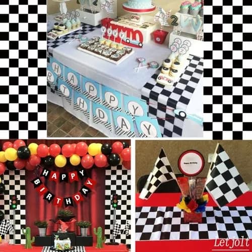 Letjolt Black White Checkered Table Runner 12 x 72 inches Racing Party thumbnail 7