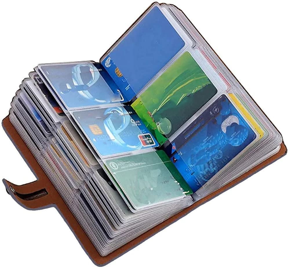 JERLA RFID Credit Card Holder Book - Navy PU Leather, 96 Card Slots - view 2