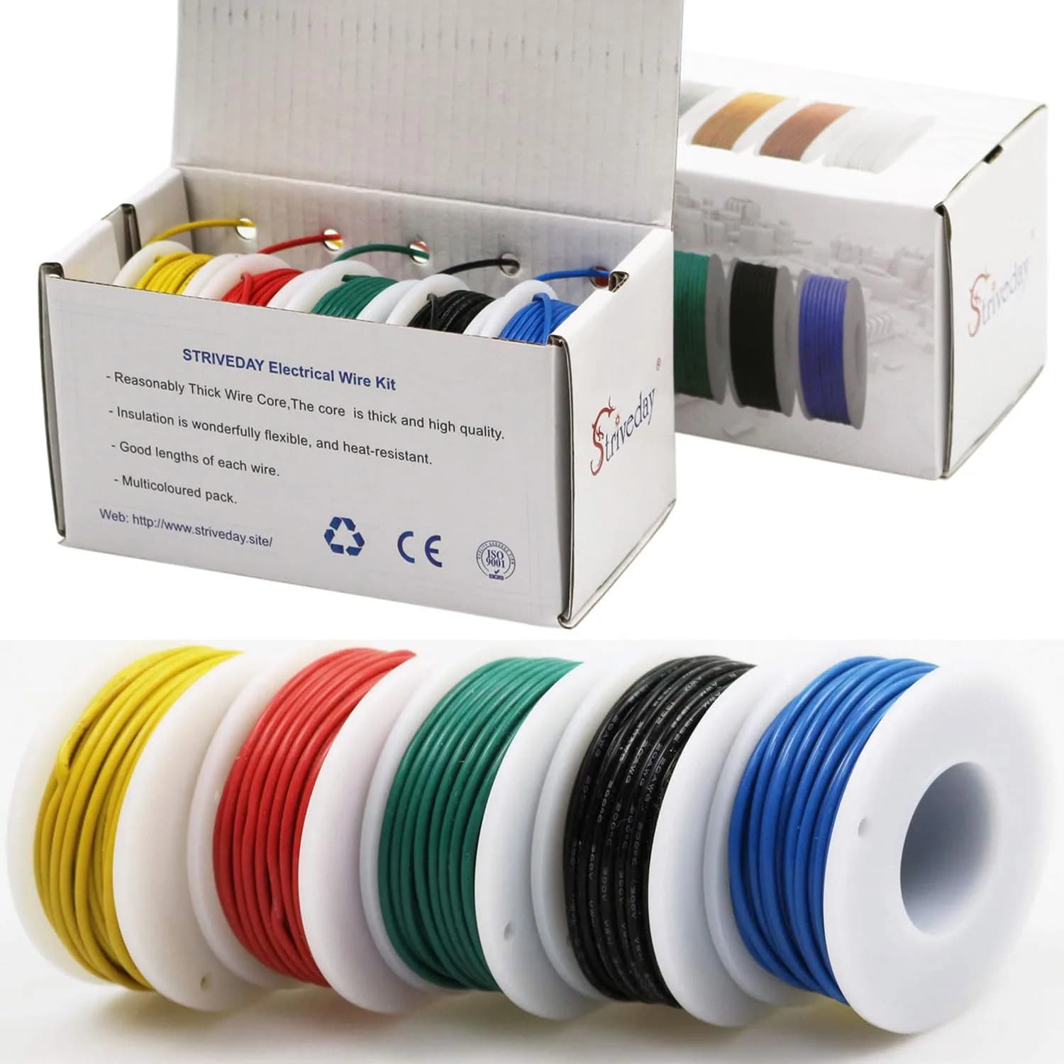 Striveday 18AWG FEP Teflon High Temperature Wire | 300V, 5 Colors, 6m Each — 18AWG