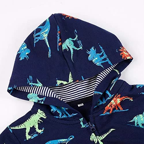 Popshion Toddler Boys Jacket Cartoon Dinosaur Animal Zipper Spring Autumn Hoodies Coat for Kids 1-7 Years (Cute Dinosaur-8039 130) | Lightweight Cotton thumbnail 5