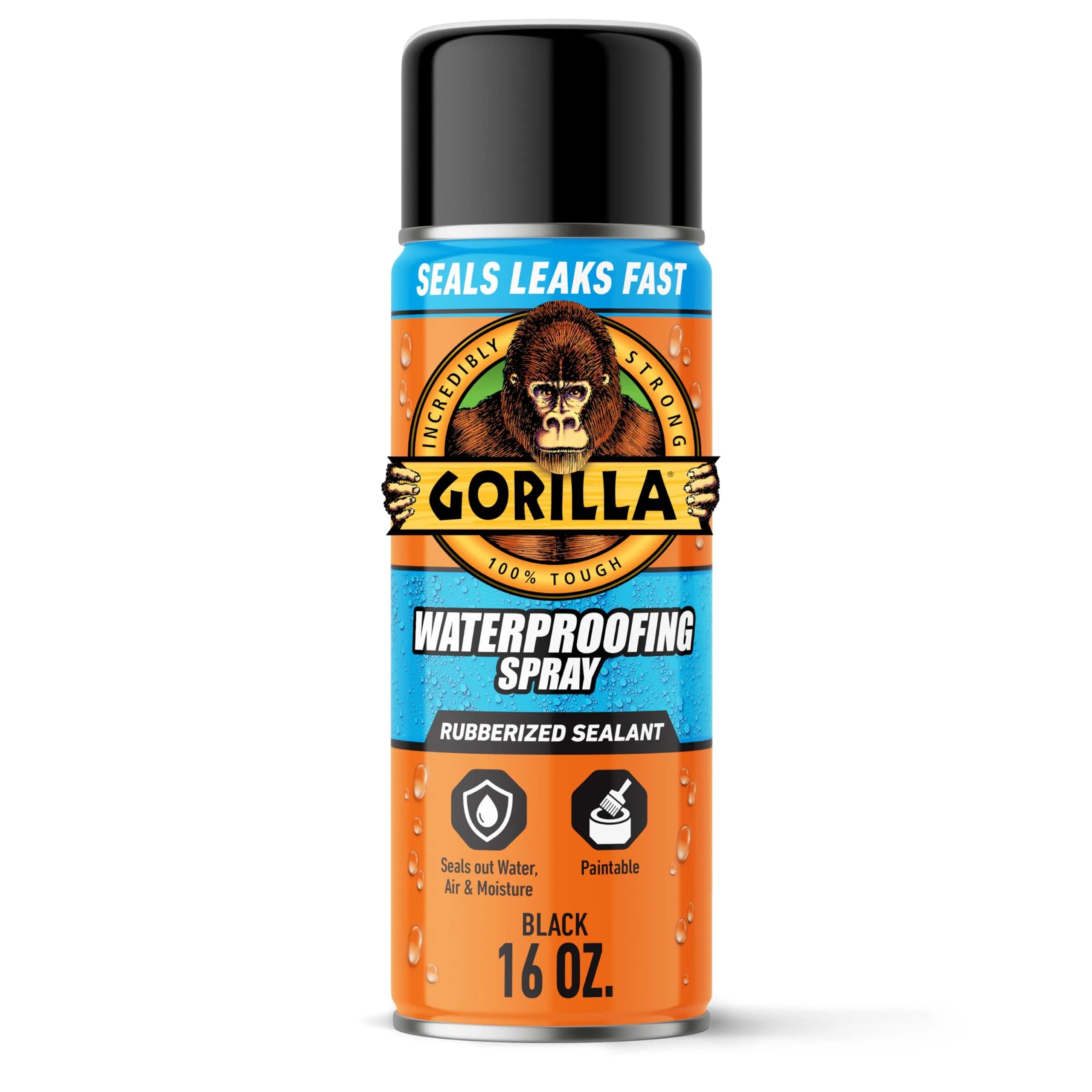 Gorilla Waterproof Patch & Seal Spray Black 454 g (16 oz) | Seals Leaks on Metal, Wood, Fabric - main product image