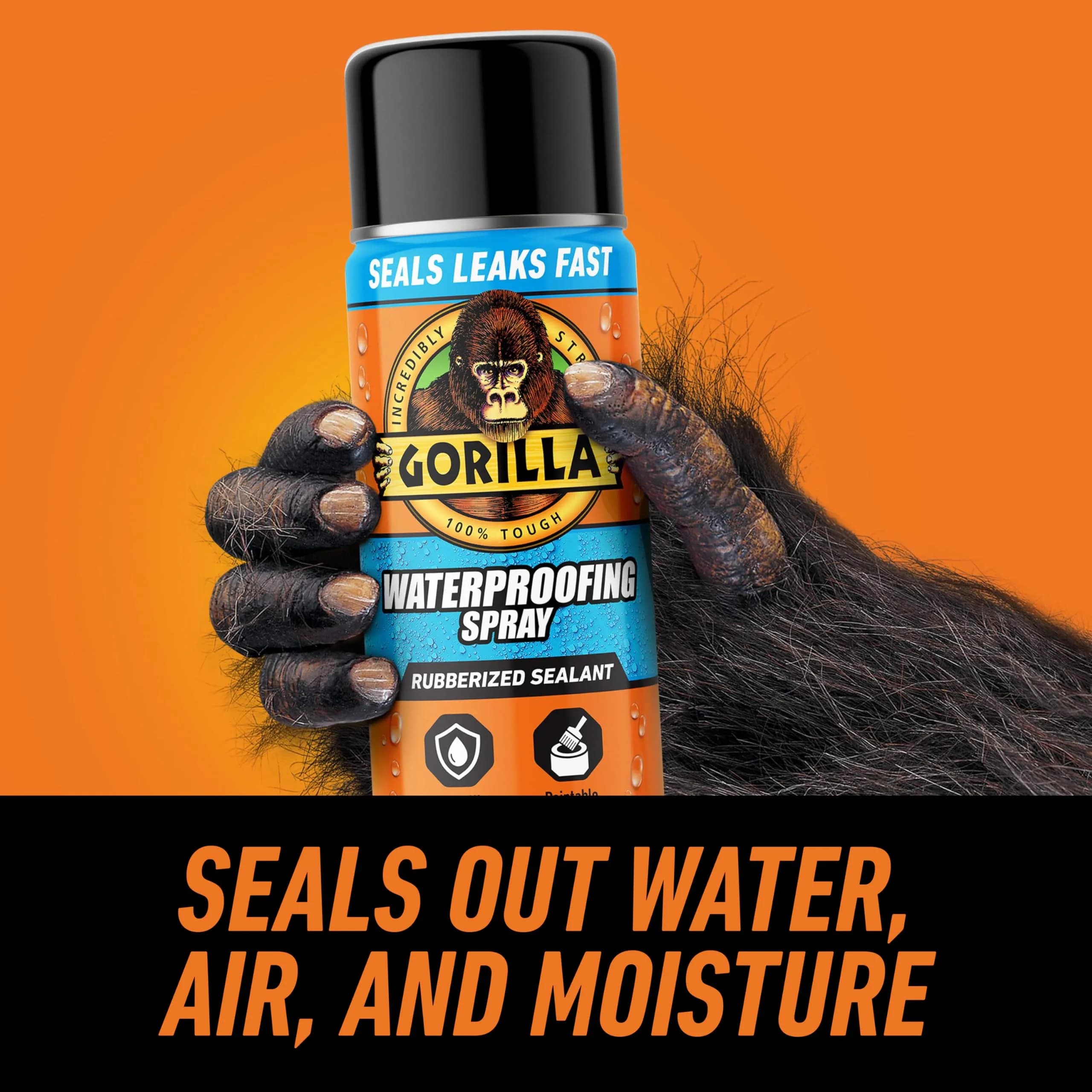 Gorilla Waterproof Patch & Seal Spray Black 454 g (16 oz) | Seals Leaks on Metal, Wood, Fabric - view 2