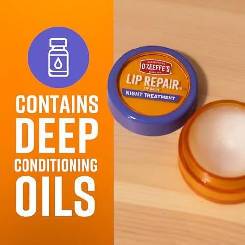 O'Keeffe's Lip Repair Night Treatment Balm 0.25 oz (7.1g) Jar, 2-Pack | Overnight Relief for Severely Dry, Cracked Lips thumbnail 4