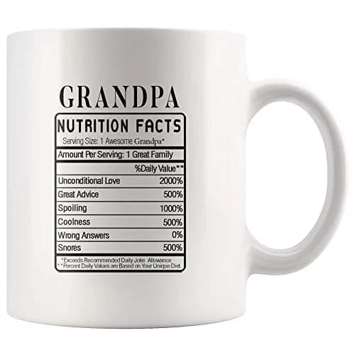 Panvola Grandpa Nutrition Facts Funny Grandparents Day Ceramic Mug 11oz White | Humorous Gift for Grandparents thumbnail 1