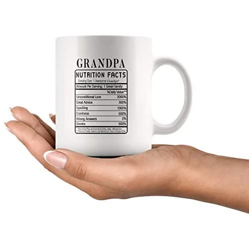 Panvola Grandpa Nutrition Facts Funny Grandparents Day Ceramic Mug 11oz White | Humorous Gift for Grandparents thumbnail 2