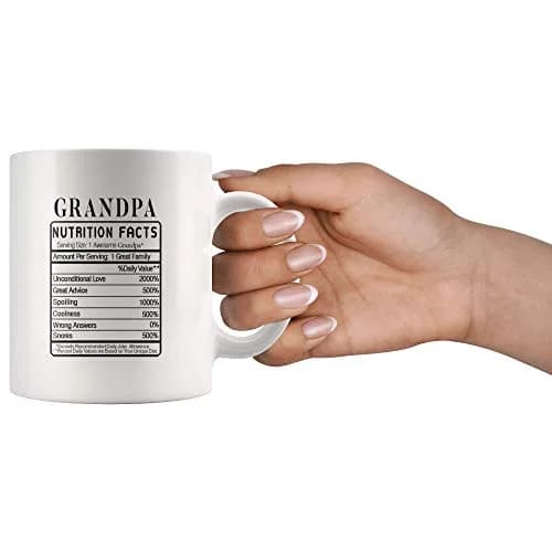 Panvola Grandpa Nutrition Facts Funny Grandparents Day Ceramic Mug 11oz White | Humorous Gift for Grandparents thumbnail 3