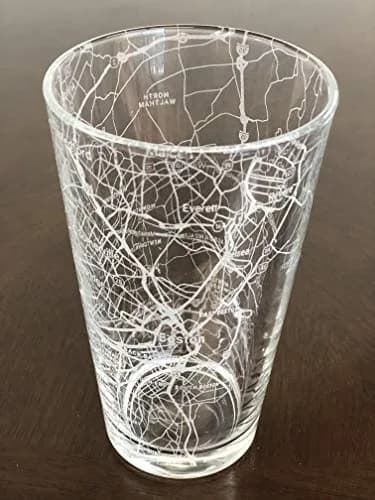Or Something 16 oz Pint Beer Glass Urban City Map Boston Massachusetts | Clear, Dishwasher Safe thumbnail 1