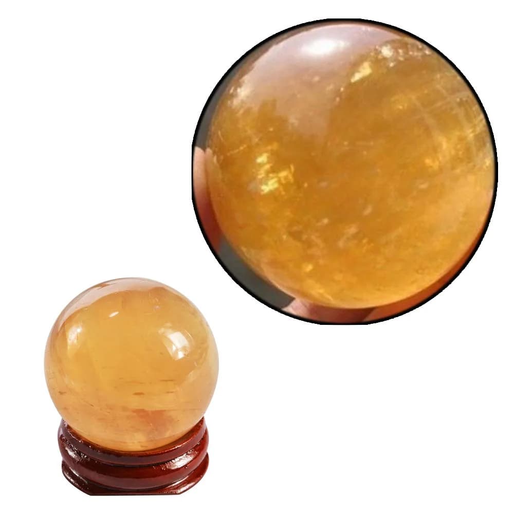 Wixine 40mm Yellow Citrine Quartz Crystal Sphere Ball | Healing Gemstone for Energy & Decor - main product image
