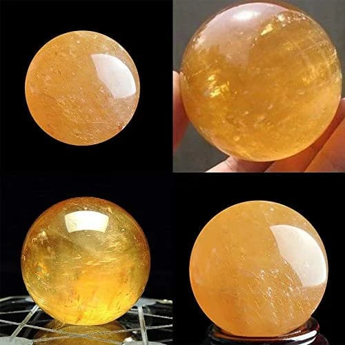 Wixine 40mm Yellow Citrine Quartz Crystal Sphere Ball | Healing Gemstone for Energy & Decor thumbnail 3