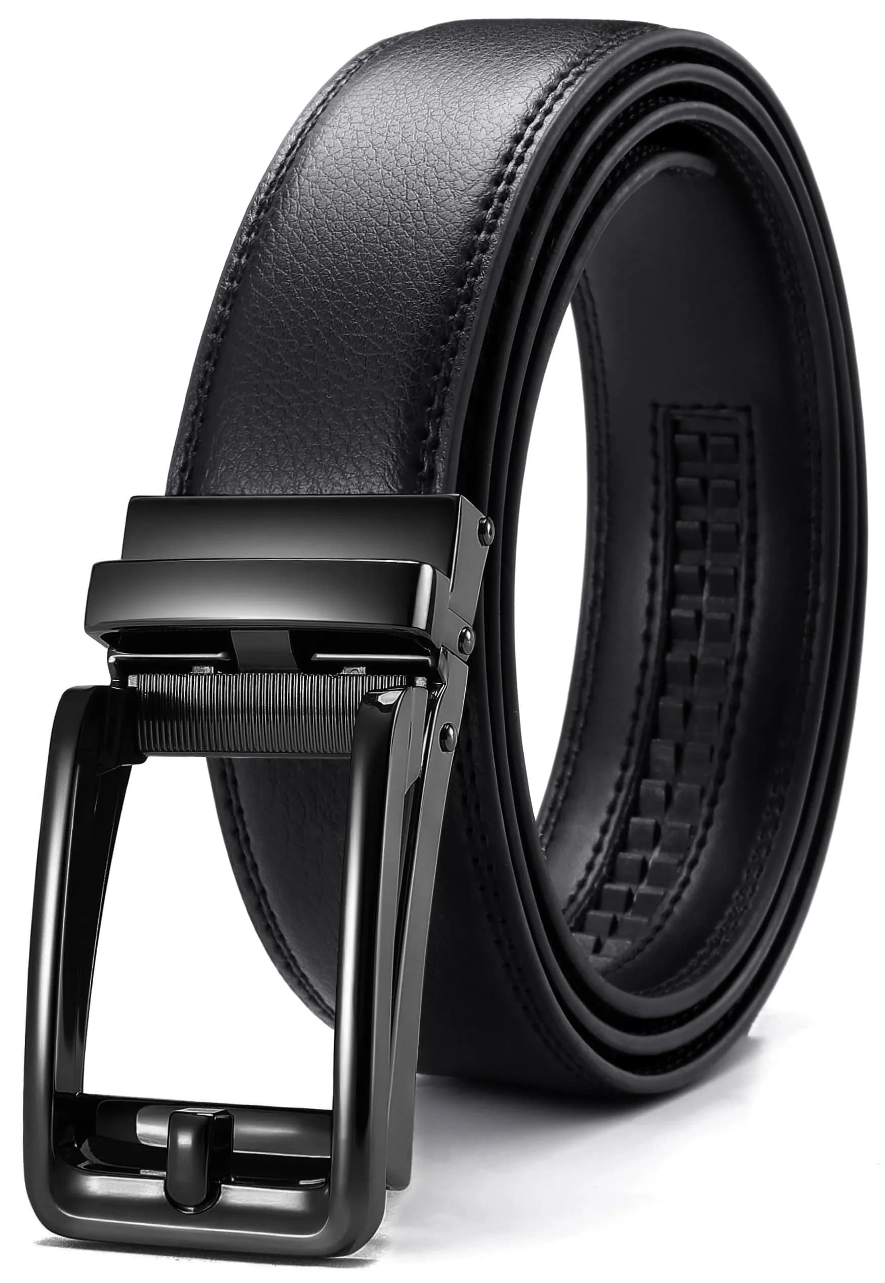 CHAOREN Leather Ratchet Belt for Men - 1 3/8" Adjustable Waist 32"-38" | Trim to Fit, Scratch Resistant Buckle — Gun