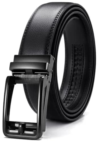 CHAOREN Leather Ratchet Belt for Men - 1 3/8" Adjustable Waist 32"-38" | Trim to Fit, Scratch Resistant Buckle thumbnail 1