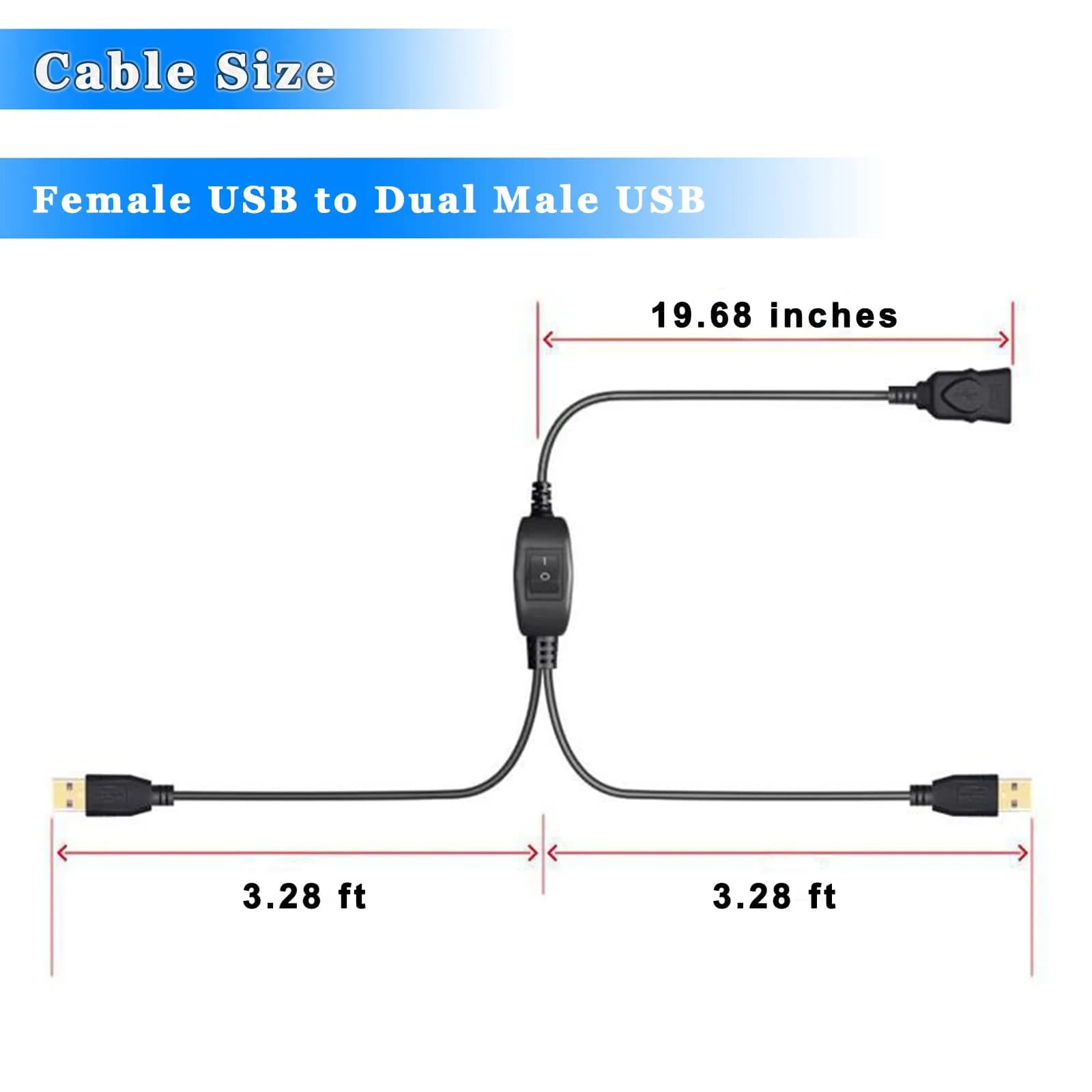 Herfair USB 2.0 A Female to 2x USB 2.0 A Male Splitter Cable with Switch & 5ft Printer Cable | 480Mbps Data Transfer - view 8