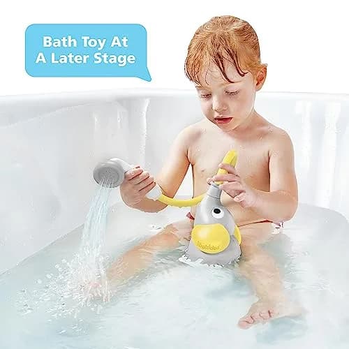 Yookidoo Elephant Baby Bath Shower Head with Water Pump & Trunk Spout Sprayer, Yellow | One-Handed Flow Control for Newborns thumbnail 5