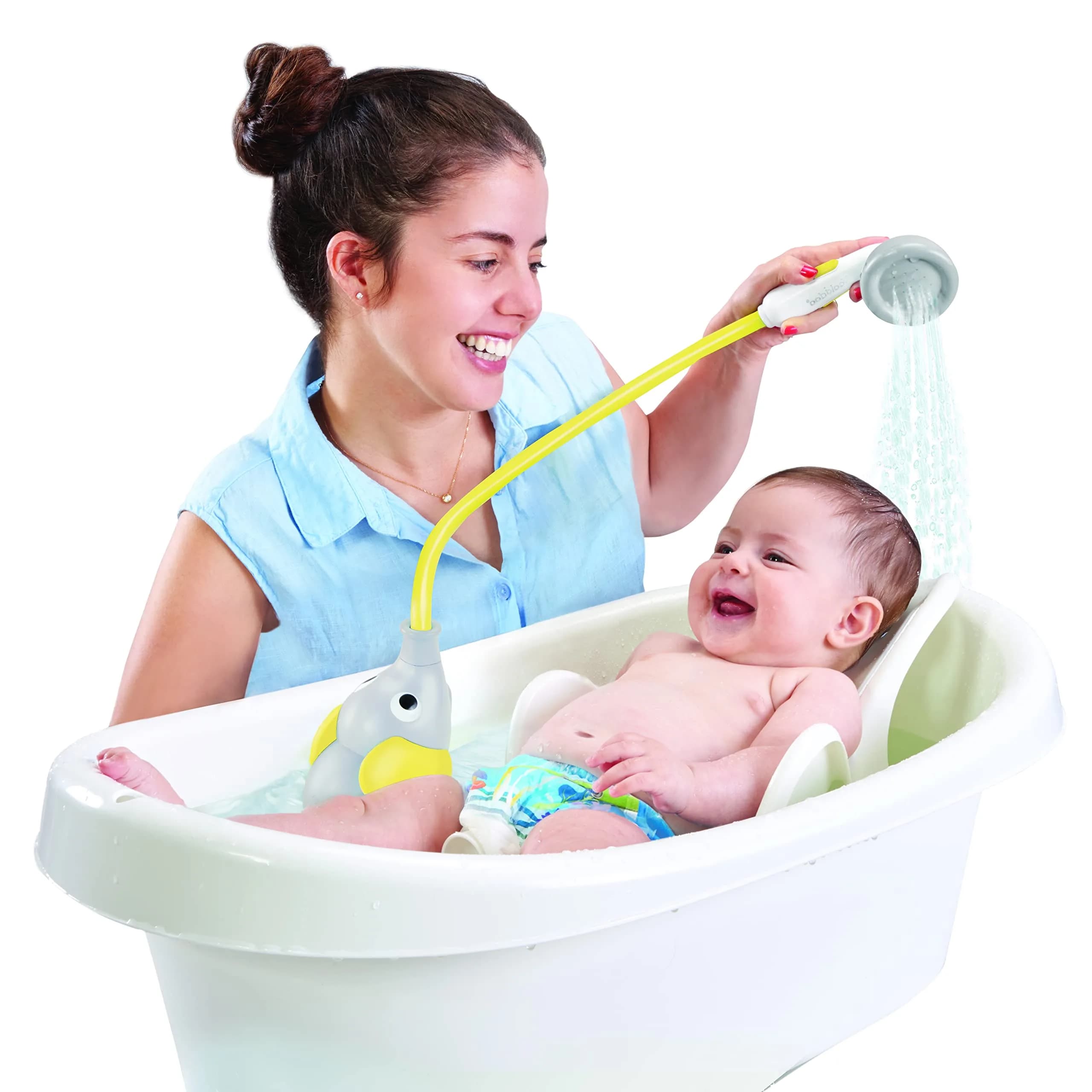Yookidoo Elephant Baby Bath Shower Head with Water Pump & Trunk Spout Sprayer, Yellow | One-Handed Flow Control for Newborns - view 7