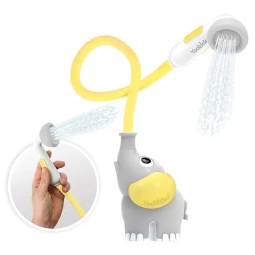 Yookidoo Elephant Baby Bath Shower Head with Water Pump & Trunk Spout Sprayer, Yellow | One-Handed Flow Control for Newborns thumbnail 1