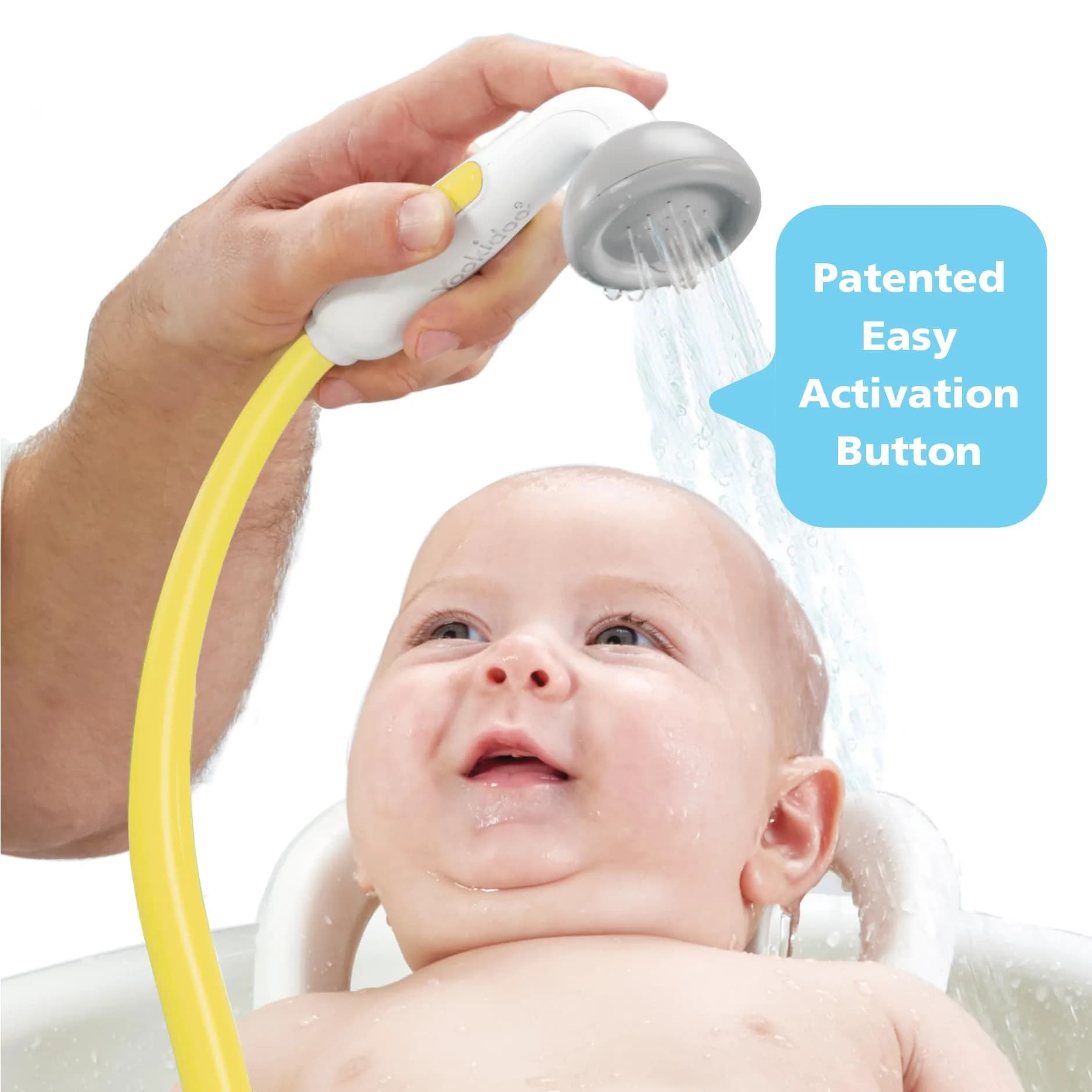 Yookidoo Elephant Baby Bath Shower Head with Water Pump & Trunk Spout Sprayer, Yellow | One-Handed Flow Control for Newborns - view 3