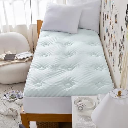 Hansleep Twin Memory Foam Mattress Topper with Gel-Infused Pillow Top Pad 99cm x 190.5cm (39" x 75") | Breathable & Supportive for Back Pain Relief thumbnail 1
