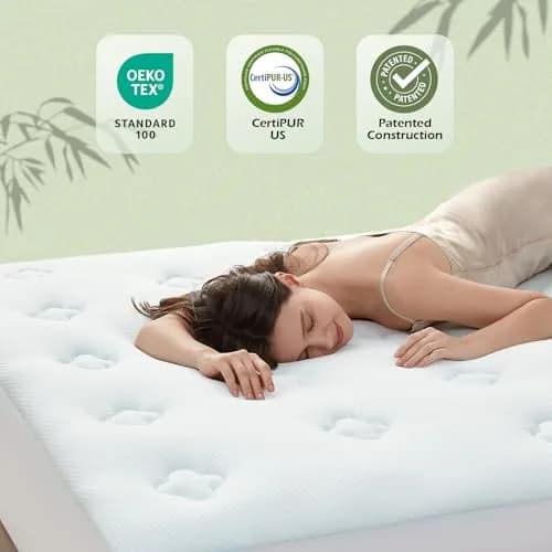 Hansleep Twin Memory Foam Mattress Topper with Gel-Infused Pillow Top Pad 99cm x 190.5cm (39" x 75") | Breathable & Supportive for Back Pain Relief thumbnail 5