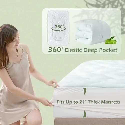 Hansleep Twin Memory Foam Mattress Topper with Gel-Infused Pillow Top Pad 99cm x 190.5cm (39" x 75") | Breathable & Supportive for Back Pain Relief thumbnail 4