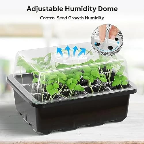 MIXC 10 Pack Seed Starter Tray with Humidity Dome & 120 Cells | 18.5cm x 12.2cm x 11.2cm (7.3" x 4.8" x 4.4") thumbnail 3